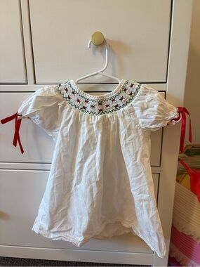 Rylee Faith Smocked Dress Girls 3 Christmas Holiday Embroidered